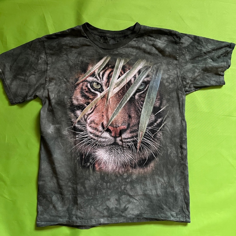 The Mountain San Diego Zoo Tiger Graphic Tee Green Tie Dye Mens Large Shirt